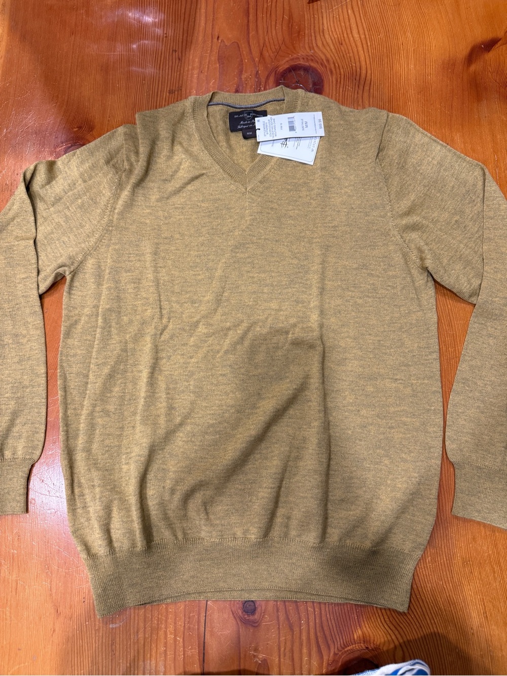 Merino Wool Black and Brown V Neck Sweater BNWT